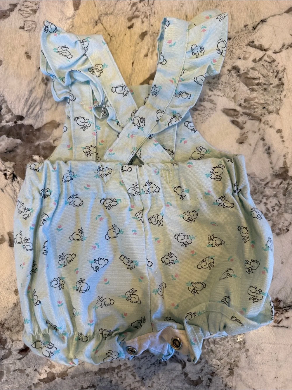 Baby Light Blue Bunny Print Romper